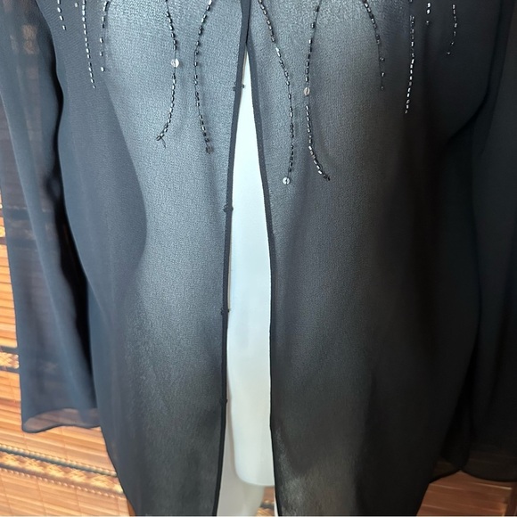 Adrianna Papell Evening Essentials Vintage Black‎ Sheer Beaded Sequin Jacket Top - Picture 8 of 10